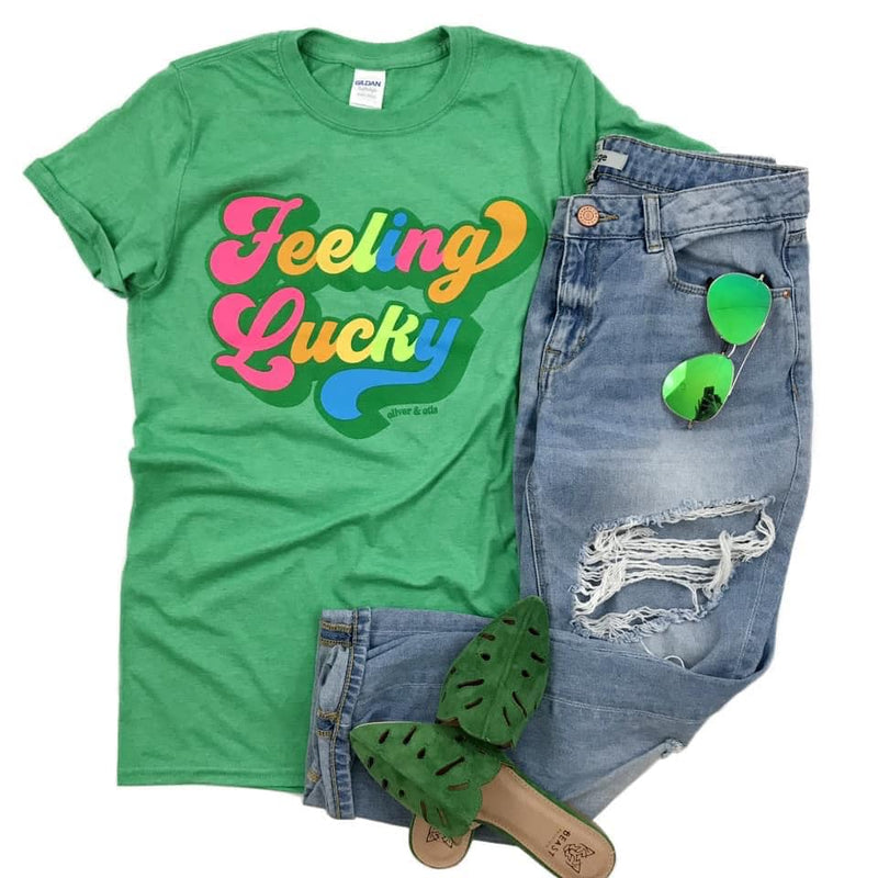 Size SMALL Feeling Lucky Screenprinted Tee