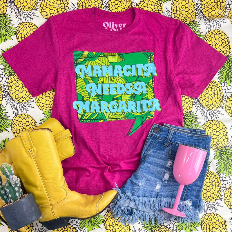 Screenprinted Tee: Magenta Mamacita Needs a Margarita