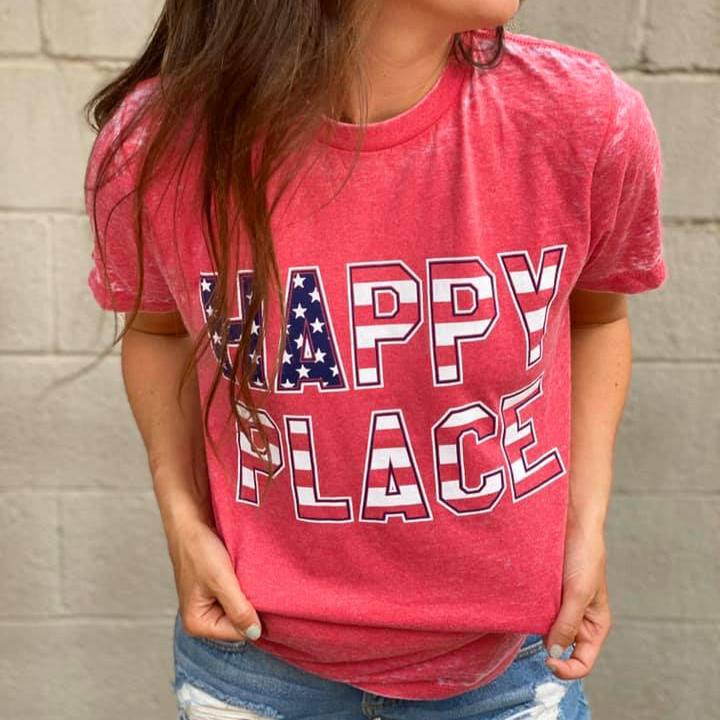 Size LARGE Happy Place Burnout Tee