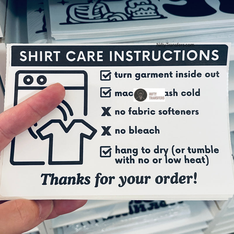 4" x 6" CARE INSTRUCTIONS: 25 Thermal Printed Stickers (all the same one)