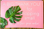 Leaf Hot Pink Care Cards | Thank You Post Cards | Stickers | NiftyTransfers