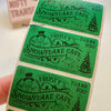 Set of 25 Thermal Printed Stickers: Frosty Snowflake Cafe Thank You 1.25" x 2.25"