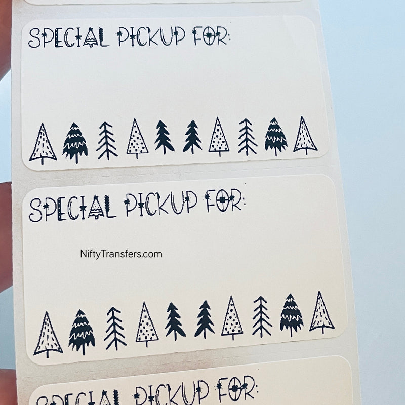 Trees SPECIAL PICKUP FOR: Set of 25 Thermal Printed Stickers (all the same one) | 1.25 inch x 2.25 inch