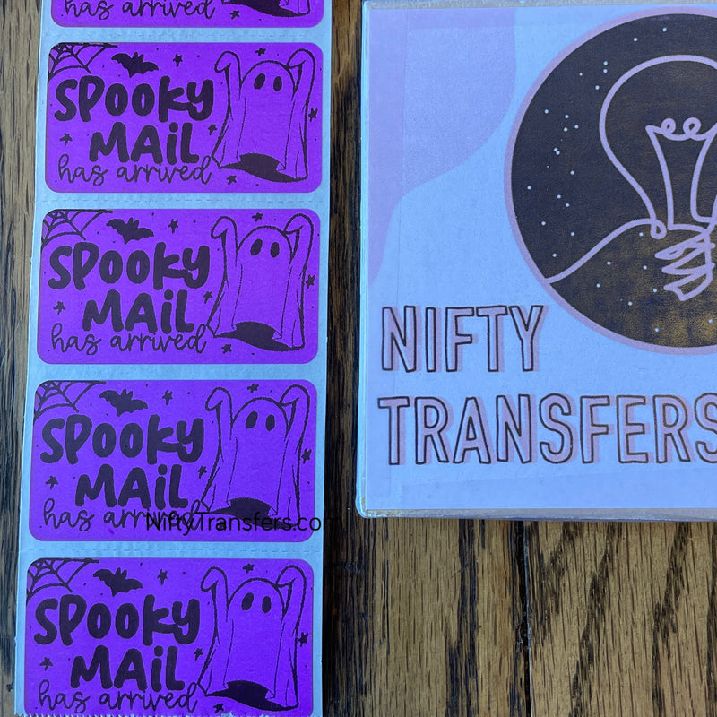 Set of 25 Thermal Printed Stickers (all the same one) | 1.25 inch x 2.25 inch | SPOOKY MAIL Has Arrived
