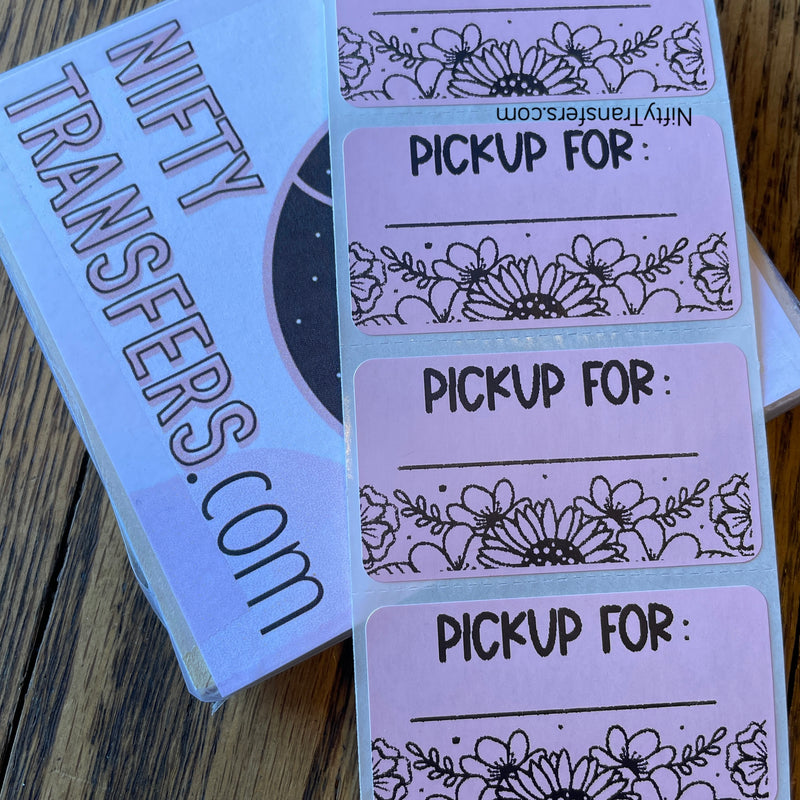25 Thermal Printed Stickers (all the same one) | 1.25 inch x 2.25 inch | PICKUP FOR floral