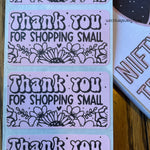 25 Thermal Printed Stickers (all the same one) | 1.25 inch x 2.25 inch | Thank You For Shopping Small floral