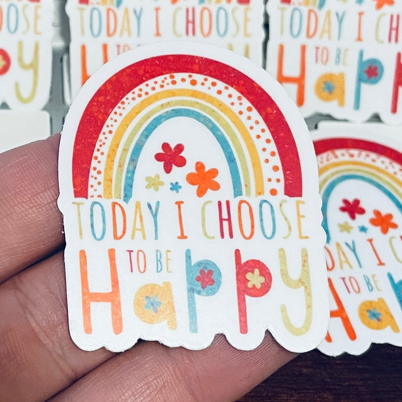 Bundle of 3 Stickers: Today I Choose To Be Happy 1.62" x 2" | Rainbow | NiftyTransfers