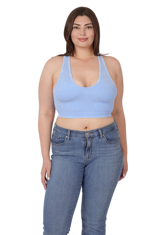 Cropped Tank Top Racerback Ribbed | SPRING BLUE