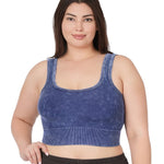 Cropped Tank Top Square Neck Ribbed | LIGHT NAVY