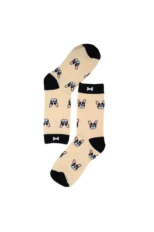 Women's Boston Terrier French Bulldog Socks | Slate or Cream