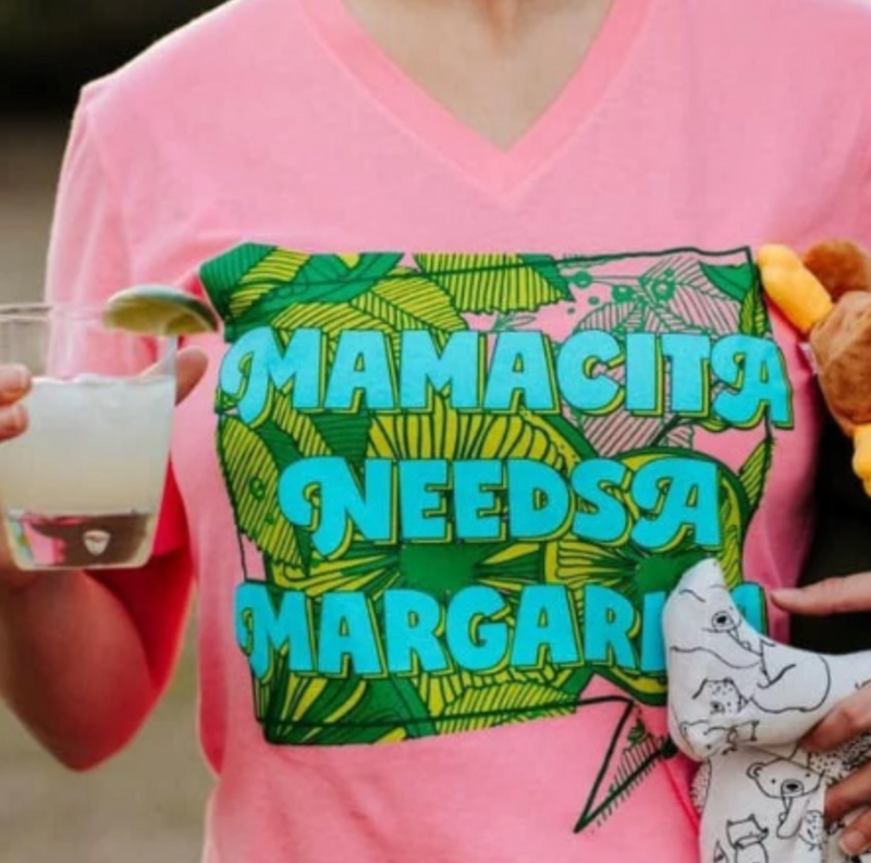 Screenprinted Tee: Hot Pink Mamacita Needs a Margarita V-Neck