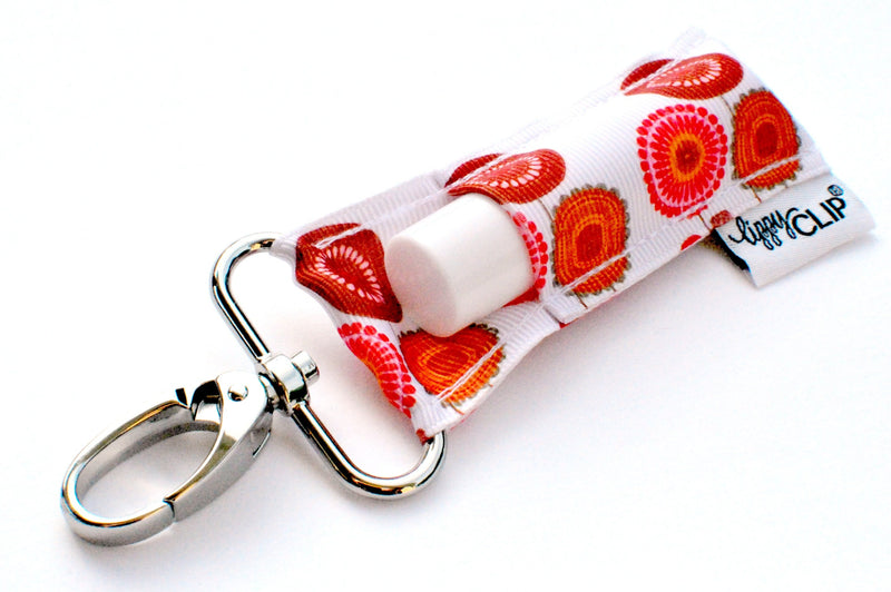 LippyClip: FIERY FLOWERS • Clip On Lip Balm Holder • Stocking Stuffer • Backpack Accessories • Keychain Clip-On (4747550064714)