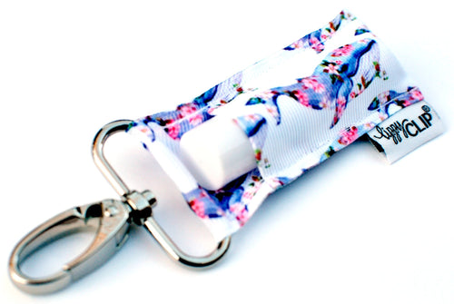 LippyClip: WHALE HELLO THERE • whale with flowers • Clip On Lip Balm Holder • Stocking Stuffer • Backpack Accessories • Keychain Clip-On (4745450848330)