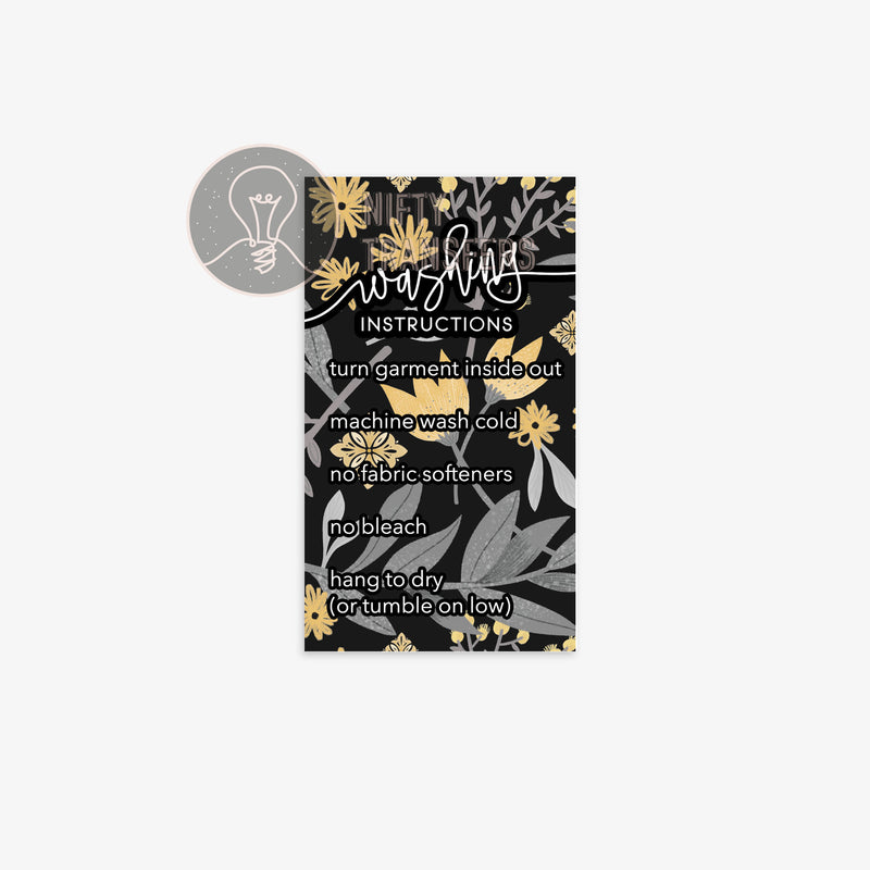 BUNDLE OF 50: Black Gray and Yellow Care Cards | Fab Floral | NiftyTransfers