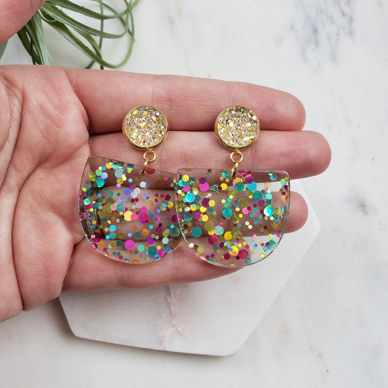 Confetti Fun Handmade Druzy Dangle Earrings