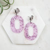 Pretty Purple Flake Handmade Druzy Statement Earrings
