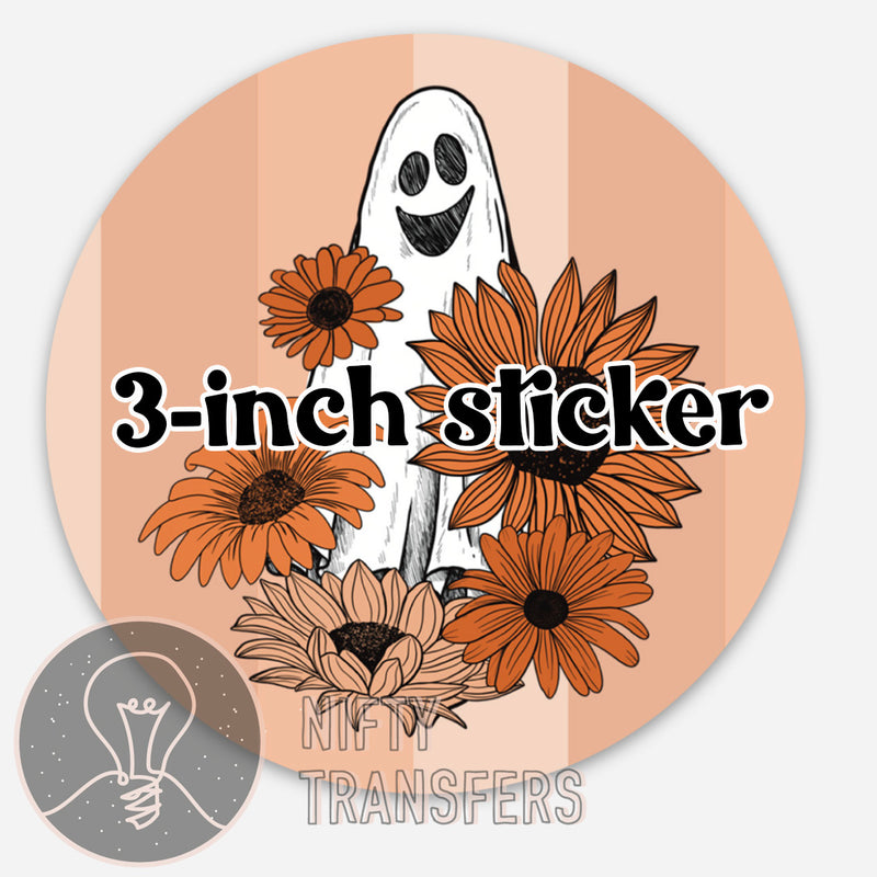 3" Round Sticker | Ghost Sunflowers | NiftyTransfers